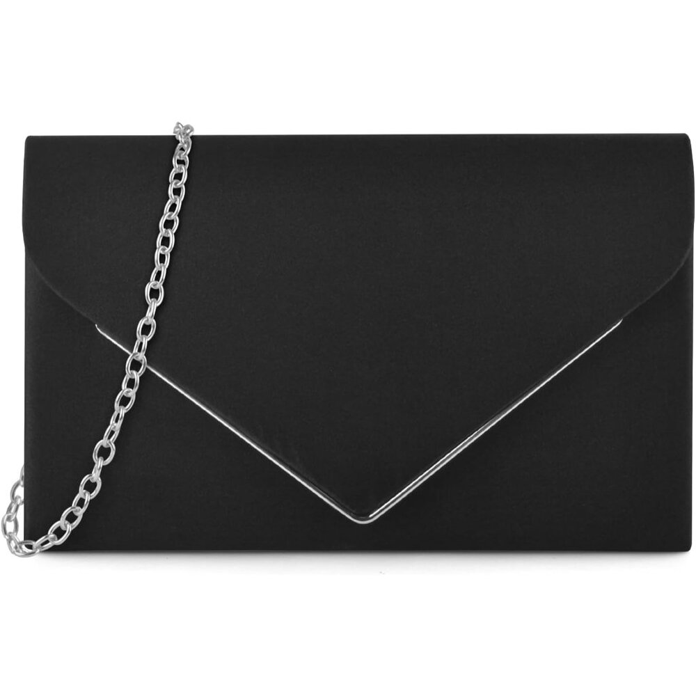 Fashionable Evening Clutch - Detachable Silver Chain, Ideal For Parties & Prom